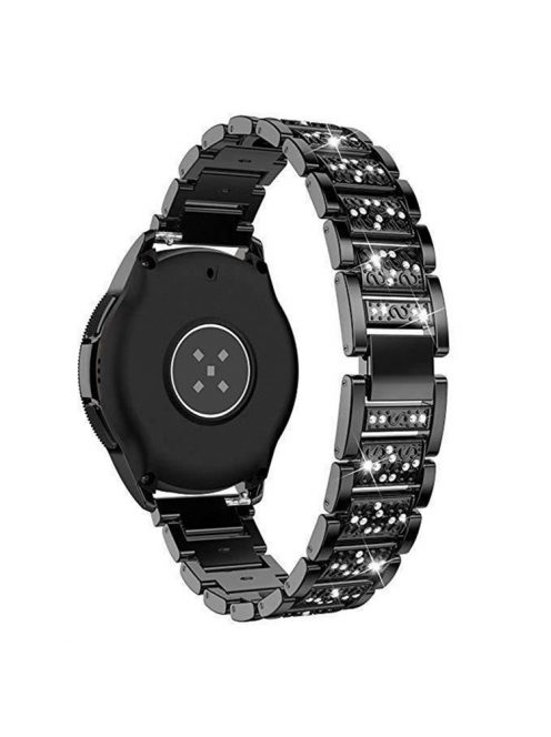 18mm 3-beads Rhinestone Decor Smart Watch Strap Metal Wrist Band for Garmin Venu 2S/Vivoactive 4S - Black