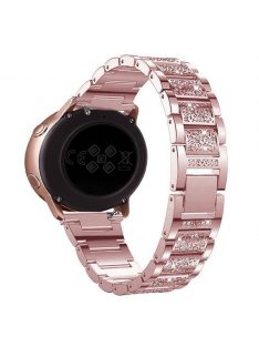   18mm 3-beads Rhinestone Decor Smart Watch Strap Metal Wrist Band for Garmin Venu 2S/Vivoactive 4S - Pink