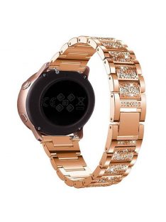   18mm 3-beads Rhinestone Decor Smart Watch Strap Metal Wrist Band for Garmin Venu 2S/Vivoactive 4S - Rose Gold