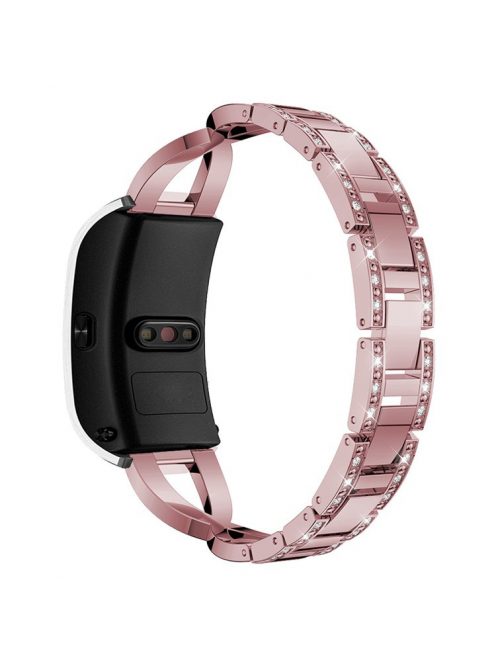 18mm Rhinestone Decor X Design Metal Watch Band Wrist Strap Replacement for Garmin Venu 2S/Vivoactive 4S - Pink