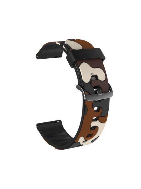 20mm Camouflage Skin Silicone Watch Band for Samsung Galaxy Watch Active1/2/Watch 42mm/Gear Sport/Huami Amazfit GTR 42mm/Bip GTS/Garmin Vivoactive 3/Move HR/Huawei Watch GT2 42mm - Brown