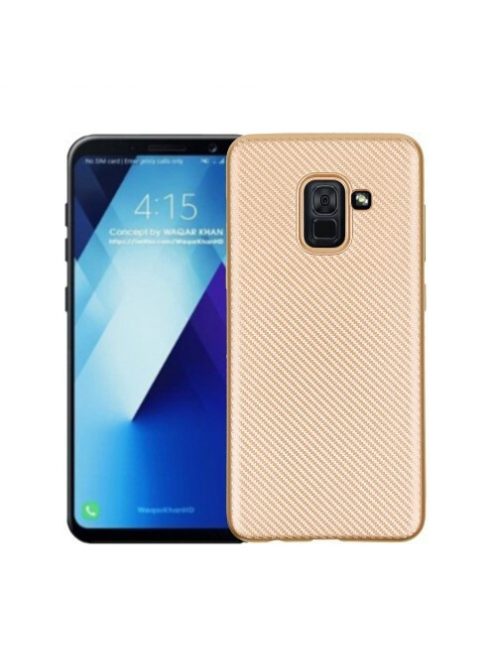 Samsung Galaxy A8 (2018) Szilikon Tok Karbon Mintázattal Arany