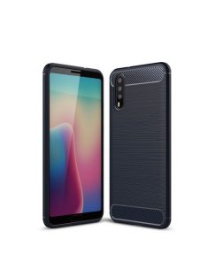   Huawei P20 Tok Szilikon Ütésállókivitel Karbon Mintázattal Sötétkék