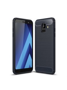   Samsung Galaxy A6 (2018) Szilikon Tok Ütésállókivitel Karbon Mintázattal Sötétkék