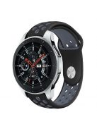 Samsung Galaxy Watch 46mm Óraszíj - Pótszíj Szilikon Hollow Style Lyukacsos Fekete/SötétSzürke