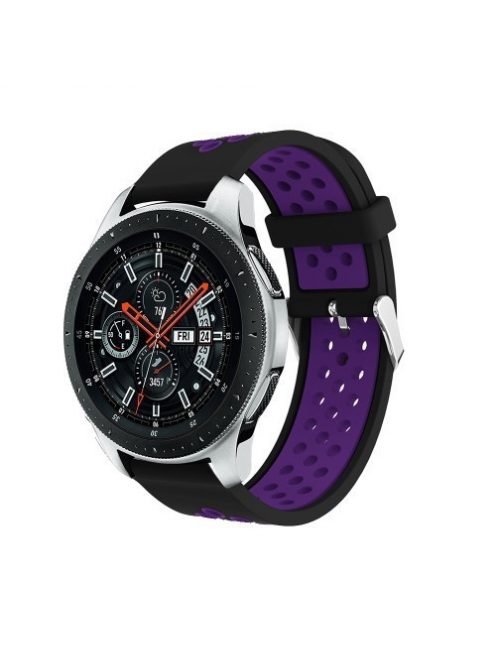 Pótszíj - Szilikon Óraszíj Samsung Galaxy Watch 46mm TwoTone Series Fekete/Lila