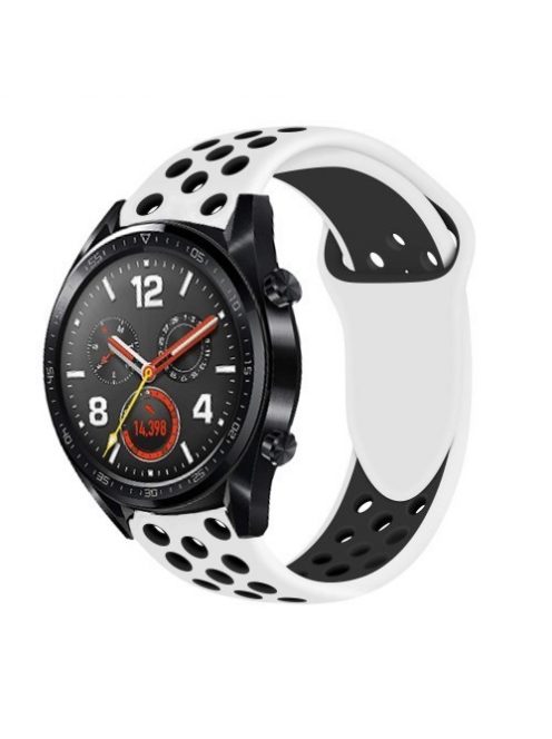 Huawei Watch GT Óraszíj - Szilikon Pótszíj Trendy Sport Style Fekete/Fehér