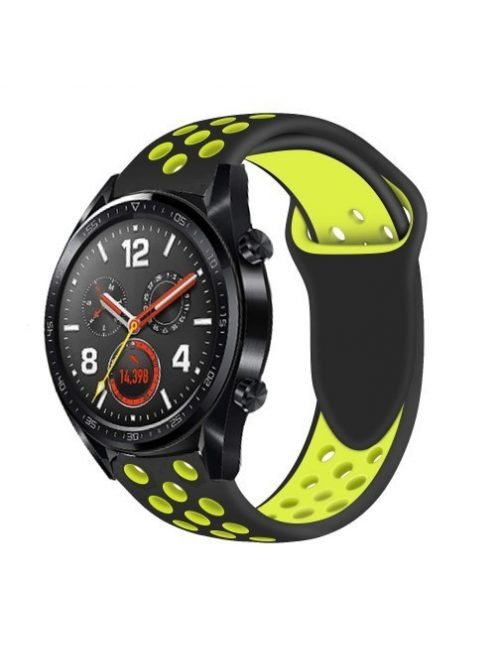 Huawei Watch GT Óraszíj - Szilikon Pótszíj Trendy Sport Style Fekete/Sárga