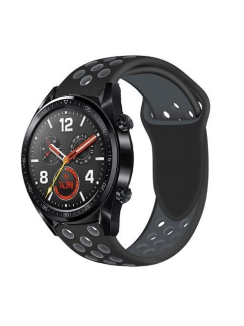 Huawei Watch GT Óraszíj - Szilikon Pótszíj Trendy Sport Style Fekete/Szürke