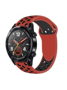   Huawei Watch GT Óraszíj - Szilikon Pótszíj Trendy Sport Style Piros/Fekete