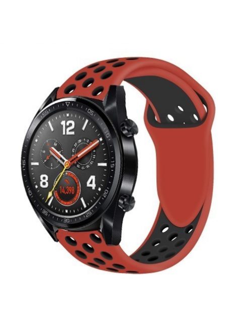 Huawei Watch GT Óraszíj - Szilikon Pótszíj Trendy Sport Style Piros/Fekete