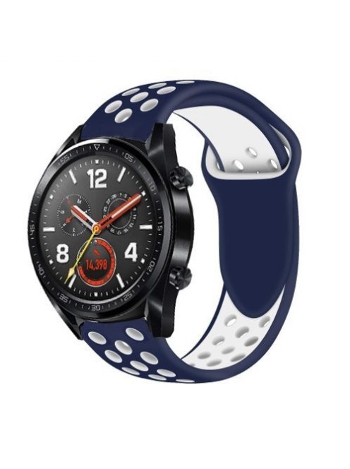 Huawei Watch GT Óraszíj - Szilikon Pótszíj Trendy Sport Style Kék/Fehér