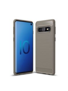   Samsung Galaxy S10 Szilikon Tok Ütésállókivitel Karbon Mintázattal Szürke