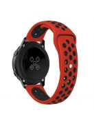 Samsung Galaxy Watch Active Óraszíj - Pótszíj SM-R500 Szilikon Hollow Style Lyukacsos Piros/Fekete