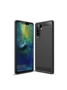 Huawei P30 Pro Szilikon Tok Ütésállókivitel Karbon Mintázattal Fekete