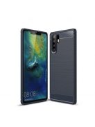 Huawei P30 Pro Szilikon Tok Ütésállókivitel Karbon Mintázattal Sötétkék