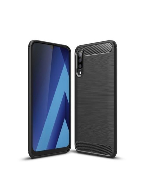 Samsung Galaxy A50 Szilikon Tok Ütésállókivitel Karbon Mintázattal Fekete