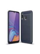 Samsung Galaxy A40 Szilikon Tok Ütésállókivitel Karbon Mintázattal Sötétkék