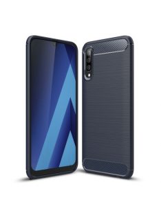   Samsung Galaxy A70 Szilikon Tok Ütésállókivitel Karbon Mintázattal Sötétkék