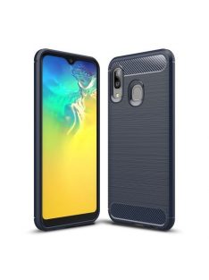   Samsung Galaxy A20e Szilikon Tok Ütésállókivitel Karbon Mintázattal Sötétkék