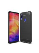 Xiaomi Redmi Note 7 Szilikon Tok Ütésállókivitel Karbon Mintázattal Fekete