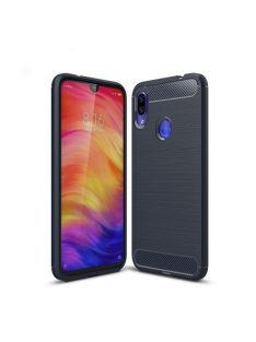   Xiaomi Redmi Note 7 Szilikon Tok Ütésállókivitel Karbon Mintázattal Sötétkék