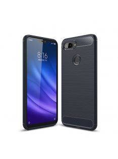   Xiaomi Mi 8 Lite / Mi 8 Youth Szilikon Tok Ütésállókivitel Karbon Mintázattal Sötétkék