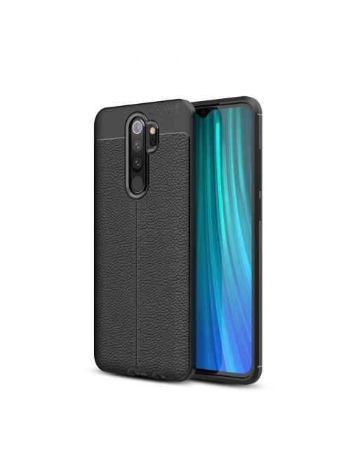 RMPACK Xiaomi Redmi Note 8 Pro Szilikon Tok Bőrmintázattal TPU Prémium Fekete