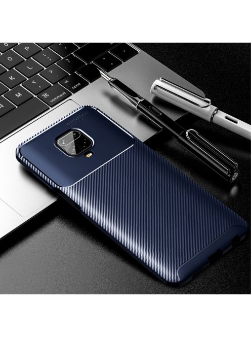 RMPACK Xiaomi Redmi Note 9S / Note 9 Pro Tok Szilikon TPU Carbon Fiber - Karbon Minta Sötétkék