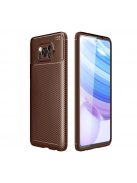 RMPACK Xiaomi Poco X3 Tok Szilikon TPU Carbon Fiber - Karbon Minta Barna