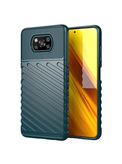 RMPACK Xiaomi Poco X3 Szilikon Tok Twill Ütésálló Thunder Series Kivitel Zöld