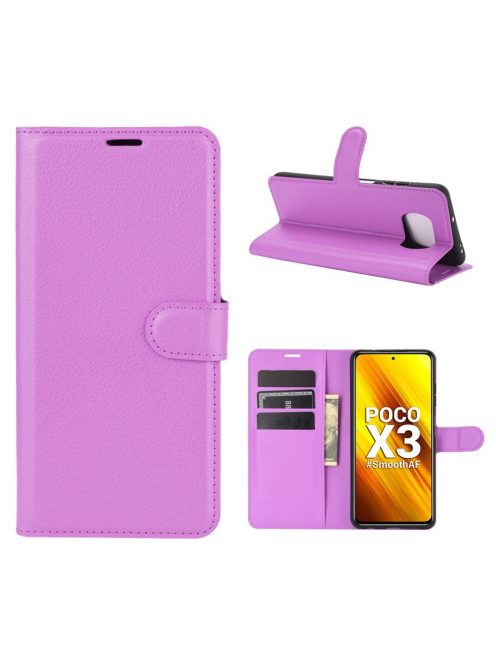 RMPACK Xiaomi Poco X3 Notesz Tok Business Series Kitámasztható Bankkártyatartóval Lila