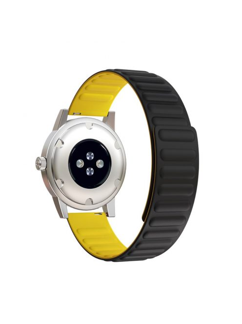 RMPACK Samsung Galaxy Watch4 Classic 46mm 42mm / 44mm 40mm Mágneses Szíj Pótszíj Szilikon Óraszíj Fekete/Sárga