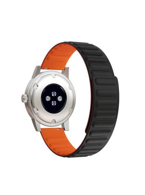 RMPACK Samsung Galaxy Watch4 Classic 46mm 42mm / 44mm 40mm Mágneses Szíj Pótszíj Szilikon Óraszíj Fekete/Narancsssárga