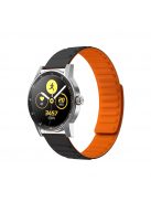 RMPACK Samsung Galaxy Watch4 Classic 46mm 42mm / 44mm 40mm Mágneses Szíj Pótszíj Szilikon Óraszíj Fekete/Narancsssárga