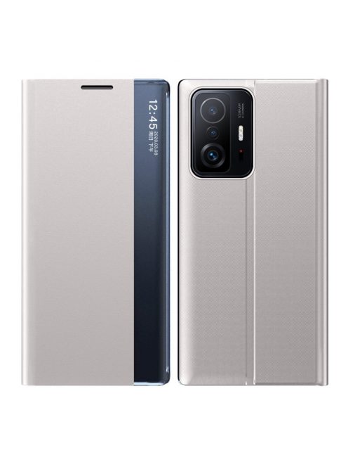 RMPACK Xiaomi 11T / 11T Pro Notesz Tok ELEGANT Style Ablakos View Window Series Kitámasztható Ezüst