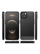 iPhone 13 6.1' Szilikon Tok Carbon Case Flexible TPU Fekete