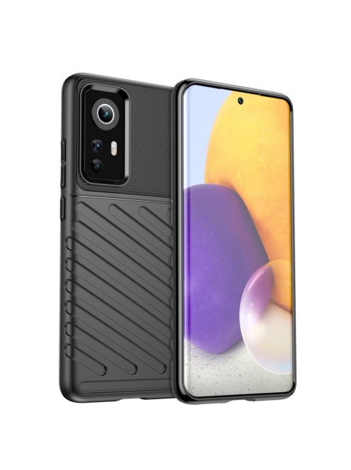 RMPACK Xiaomi 12/12X Szilikon Tok Twill Ütésálló Thunder Series Kivitel Fekete