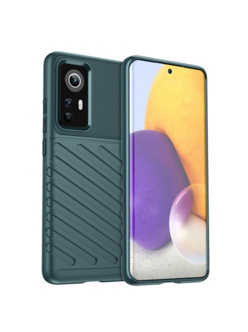 RMPACK Xiaomi 12/12X Szilikon Tok Twill Ütésálló Thunder Series Kivitel Zöld