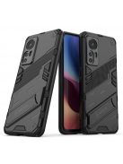 RMPACK Xiaomi 12/12X Tok Ütésállókivitel Kitámasztható PC + TPU 2in1 Anti-Drop Series Kameralencse védelemmel Fekete