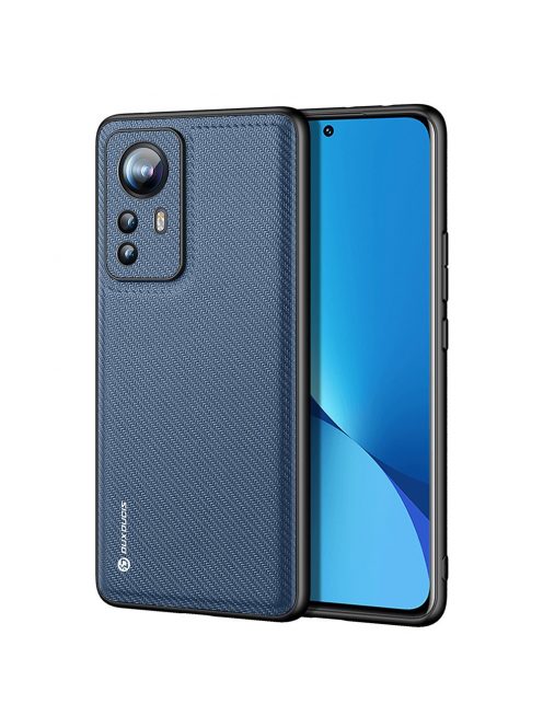 RMPACK Xiaomi 12/12X Szilikon Tok 2in1 DUX DUCIS FINO Series Textil Mintázattal Kék