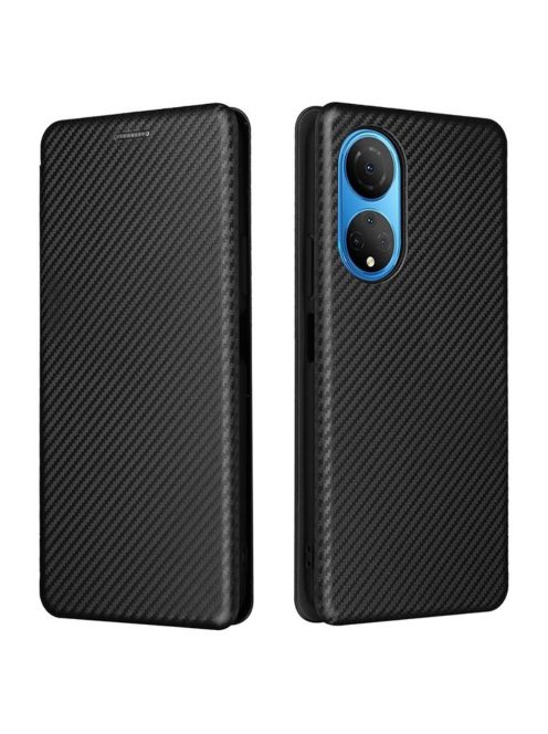 RMPACK Honor X7 Notesz Tok Carbon Fiber Karbon Mintázattal Kitámasztható Fekete