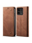 RMPACK Xiaomi 13 Pro Notesz Tok Premium Series Jeans Style Kitámasztható - Kártyatartóval Barna