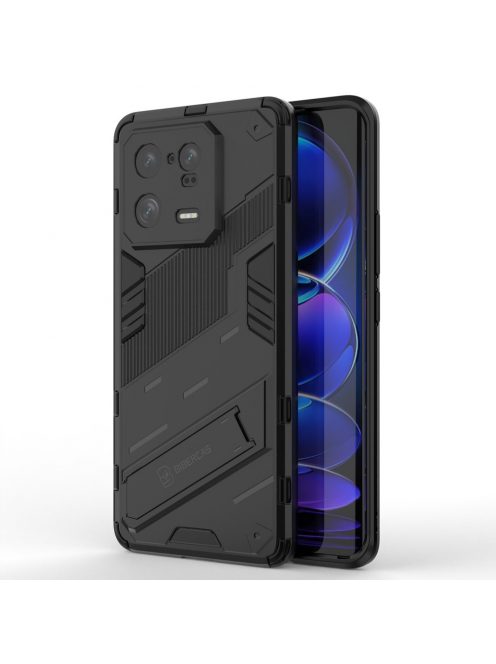 RMPACK Xiaomi 13 Pro Tok Ütésállókivitel Kitámasztható PC + TPU 2in1 Anti-Drop Series Kameralencse védelemmel Fekete