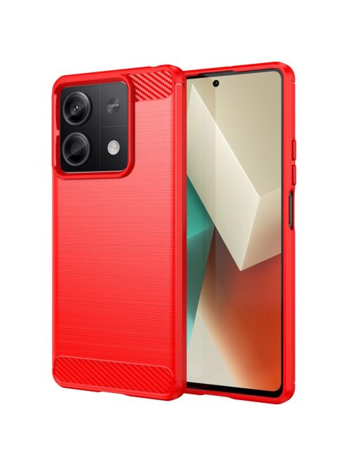 RMPACK Xiaomi Redmi Note 13 5G Szilikon Tok Ütésállókivitel Karbon Mintázattal Piros