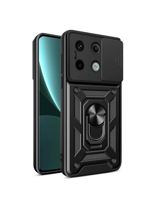 RMPACK Xiaomi Redmi Note 13 Pro 5G Ütésálló Tok Camshield Gyűrűs - Ring Style Fekete