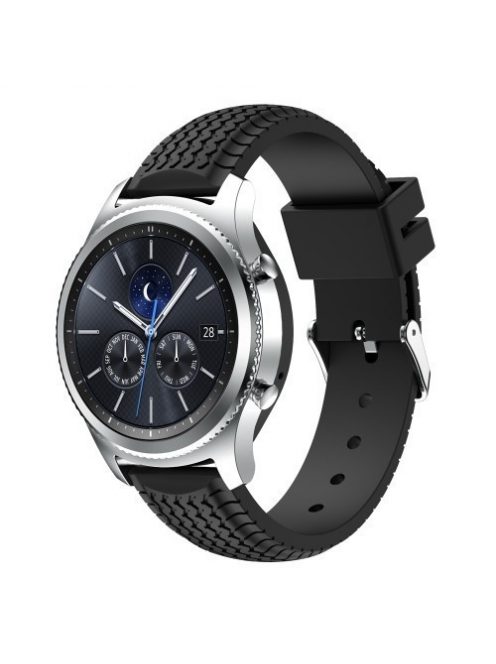 Samsung Gear S3 Classic / Frontier Szilikon Óraszíj - Pótszíj Tyre Style Fekete