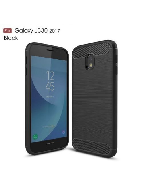 Samsung Galaxy J3 2017 (EU) Szilikon Tok Szálcsiszolt Ütésálló Fekete