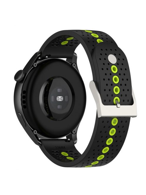 20mm Bi-color Silicone Watch Strap Wristband for Huawei Watch GT3 42mm/Samsung Galaxy Watch 42mm - Black/Lime