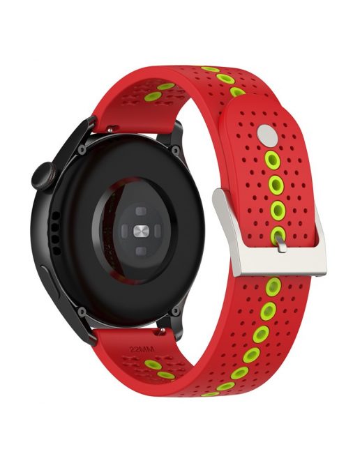 20mm Bi-color Silicone Watch Strap Wristband for Huawei Watch GT3 42mm/Samsung Galaxy Watch 42mm - Red/Green